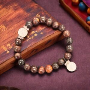 Green Sandalwood  Pink Crystal Protection Bracelet